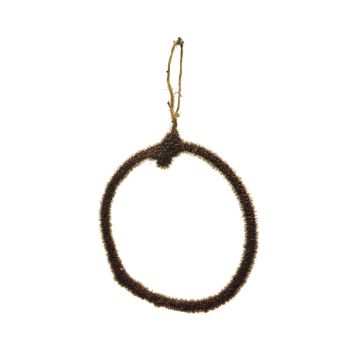 Anneau décoratif en métal HELIJIA à suspendre, floqué, marron foncé, Ø 15 cm Anneau décoratif en métal HELIJIA à suspendre, floqué, marron foncé, Ø 15 cm