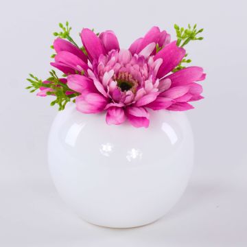Gerbera en tissu IMINA dans un pot en céramique, rose-lilas, 12cm, Ø15cm