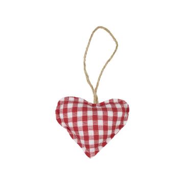 Décoration de sapin en forme de cœur FANNAR en coton, à carreaux, rouge et blanc, Ø 10 cm Décoration de sapin en forme de cœur FANNAR en coton, à carreaux, rouge et blanc, Ø 10 cm
