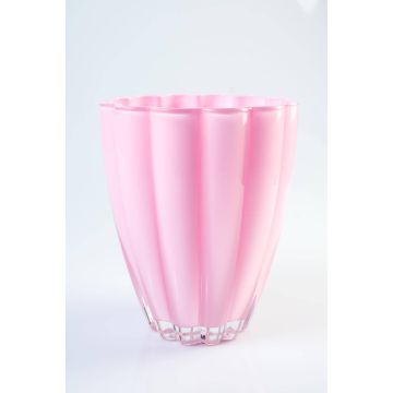 Petit vase en verre / vase de table BEA, rose, 17cm, Ø 14cm