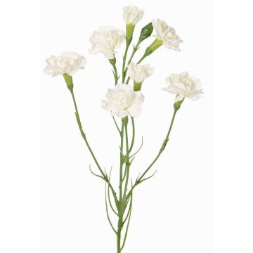 Branche de fleur artificielle œillet PIARA, blanche, 60cm, Ø3-5cm Branche de fleur artificielle œillet PIARA, blanche, 60cm, Ø3-5cm
