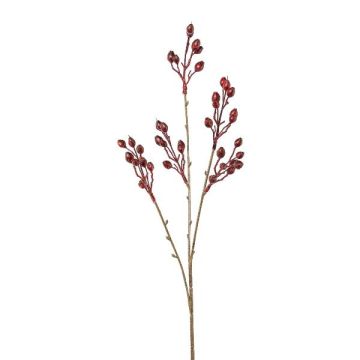 Branche artificielle d'églantier FRIMTE avec des cynorrhodons, rouge bourgogne, 55cm