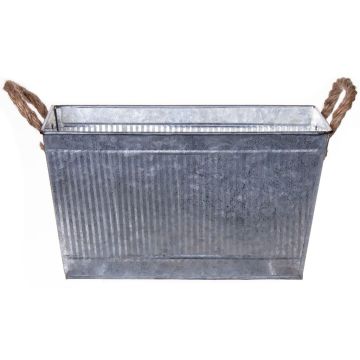 Jardinière rectangulaire BIMETO avec poignées, rainures, zinc, argent, 29 x 19 x 15 cm Jardinière rectangulaire BIMETO avec poignées, rainures, zinc, argent, 29 x 19 x 15 cm