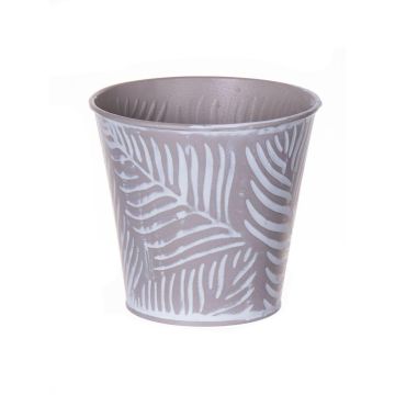 Pot de fleurs FABIONALTA avec motif de feuilles, zinc, taupe-blanc, 9,3 cm, Ø 10 cm Pot de fleurs FABIONALTA avec motif de feuilles, zinc, taupe-blanc, 9,3 cm, Ø 10 cm