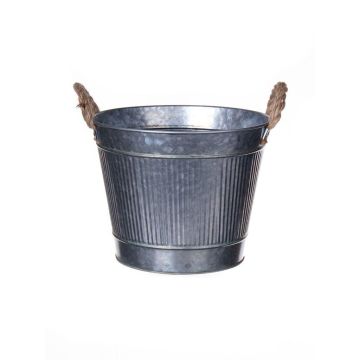 Pot de fleurs rond BIMETO avec poignées, rainuré, zinc, argent, 18,5 cm, Ø 22,5 cm Pot de fleurs rond BIMETO avec poignées, rainuré, zinc, argent, 18,5 cm, Ø 22,5 cm