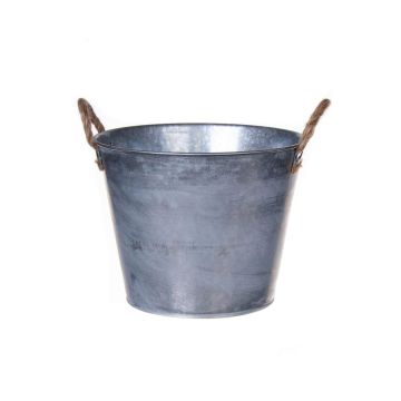 Pot de fleurs rond BIMETO avec poignées, en zinc, argenté, 18,5 cm, Ø 22,5 cm Pot de fleurs rond BIMETO avec poignées, en zinc, argenté, 18,5 cm, Ø 22,5 cm