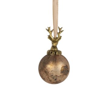 Boule de Noël NUMI en verre, cerf, brun antique, Ø 8 cm Boule de Noël NUMI en verre, cerf, brun antique, Ø 8 cm