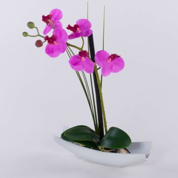Orchidée artificielle Phalaenopsis en céramique YANNIE, roseau, coupelle, cerise, 30cm Orchidée artificielle Phalaenopsis en céramique YANNIE, roseau, coupelle, cerise, 30cm