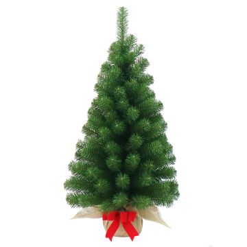 Sapin de Noël artificiel WARSCHAU, sac en jute, ruban rouge, 90cm, Ø50cm Sapin de Noël artificiel WARSCHAU, sac en jute, ruban rouge, 90cm, Ø50cm
