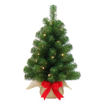 Sapin de Noël artificiel WARSCHAU, sac en jute naturel, LED, 60cm, Ø40cm Sapin de Noël artificiel WARSCHAU, sac en jute naturel, LED, 60cm, Ø40cm