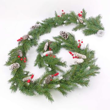 Guirlande de sapin décorative MARLIES, crossdoor, diff. inflammable, neige, 285cm, Ø15cm