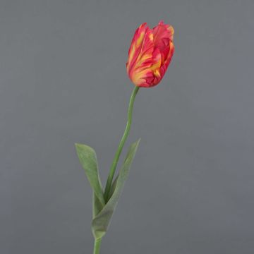 Fleur en tissu Tulipe perroquet UAKARI, rouge-orange-vert, 65cm, Ø6cm