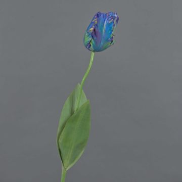 Fleur en tissu Tulipe perroquet UAKARI, bleu-vert, 65cm, Ø6cm