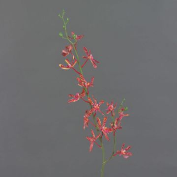 Branche florale artificielle Orchidée Cattleya TRASSA, rouge-orange, 80cm