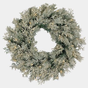 Couronne d'hiver artificielle LUND, effet givré, LED, verte, Ø60cm Couronne d'hiver artificielle LUND, effet givré, LED, verte, Ø60cm