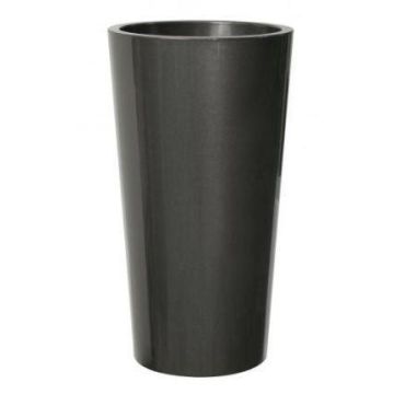 Vase à plantes haut et rond THERESITA en plastique, avec insert, kit d'arrosage, anthracite, 61,5cm, Ø33cm
