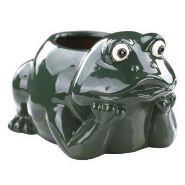 Pot de fleur « Grenouille » BYKAN, en céramique, vert foncé, 31 x 22 x 19 cm Pot de fleur « Grenouille » BYKAN, en céramique, vert foncé, 31 x 22 x 19 cm
