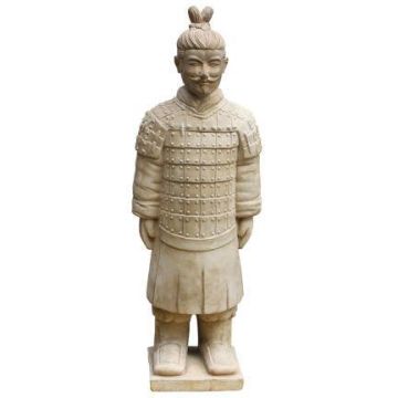 Statue de jardin « Guerrier samouraï » LILORA en terre cuite, faite à la main, patinée, beige, 33 x 26 x 95 cm Statue de jardin « Guerrier samouraï » LILORA en terre cuite, faite à la main, patinée, beige, 33 x 26 x 95 cm
