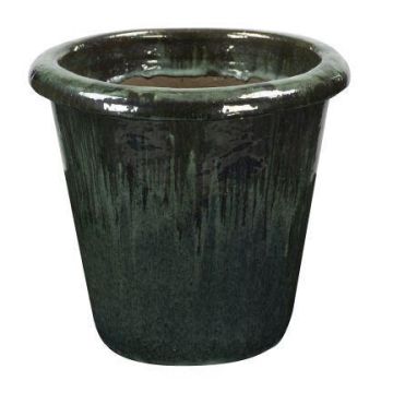 Pot de terre cuite ELVORN, émaillé, dégradé de couleurs, vert jade, 44 cm, Ø 47 cm Pot de terre cuite ELVORN, émaillé, dégradé de couleurs, vert jade, 44 cm, Ø 47 cm