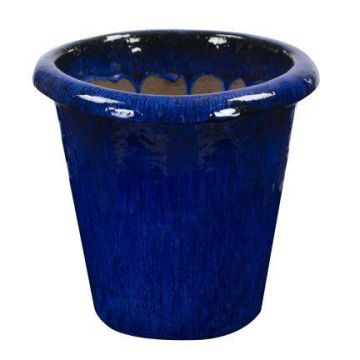 Pot de terre cuite ELVORN, émaillé, dégradé de couleur, bleu, 44 cm, Ø 47 cm Pot de terre cuite ELVORN, émaillé, dégradé de couleur, bleu, 44 cm, Ø 47 cm