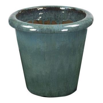 Pot de terre cuite ELVORN, émaillé, dégradé de couleur, bleu clair, 44 cm, Ø 47 cm Pot de terre cuite ELVORN, émaillé, dégradé de couleur, bleu clair, 44 cm, Ø 47 cm