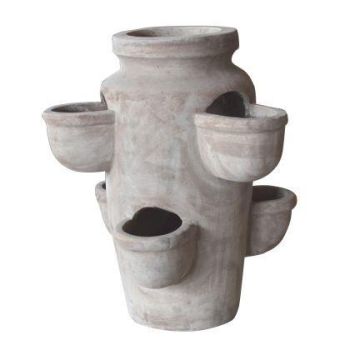 Étagère à herbes aromatiques et pot de fleurs ILMORA en terre cuite, fait main, marron, 48 cm, Ø 41 cm Étagère à herbes aromatiques et pot de fleurs ILMORA en terre cuite, fait main, marron, 48 cm, Ø 41 cm