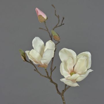 Fleur artificielle Magnolia MALBINE, blanc-rose, 50cm, Ø6-10cm