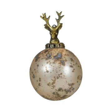 Boule de Noël NUMI en verre, cerf, doré antique, Ø 10 cm Boule de Noël NUMI en verre, cerf, doré antique, Ø 10 cm