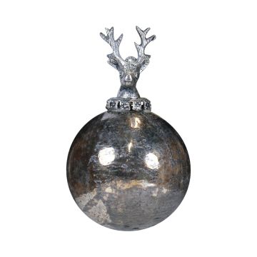 Boule de Noël NUMI en verre, cerf, argent vieilli, Ø 10 cm Boule de Noël NUMI en verre, cerf, argent vieilli, Ø 10 cm