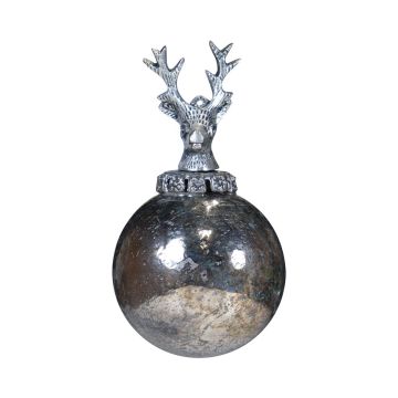 Boule de Noël NUMI en verre, cerf, argent vieilli, Ø 8 cm Boule de Noël NUMI en verre, cerf, argent vieilli, Ø 8 cm