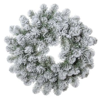 Couronne décorative en sapin FRANKLIN, enneigée, blanc-vert, Ø50cm