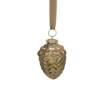 Pendentif de Noël NUMI en forme de gland, en verre, vert antique, 8 cm Pendentif de Noël NUMI en forme de gland, en verre, vert antique, 8 cm