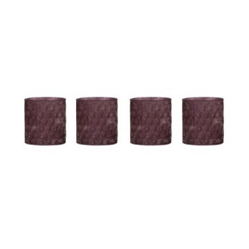 Porte-bougie LYLA en verre, 4 pcs, motif, lilas mat, 7cm, Ø7,5cm Porte-bougie LYLA en verre, 4 pcs, motif, lilas mat, 7cm, Ø7,5cm