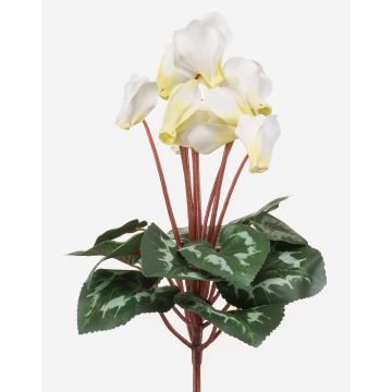 Cyclamen synthétique VERIANA sur tige, blanc-vert, 30cm