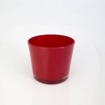 Bougeoir / Pot a orchidée ALENA en verre, rouge, 12,5cm, Ø14,5cm