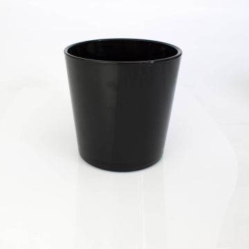 Grand vase / Cache-pot ALENA en verre, noir, 19cm, Ø18,5cm