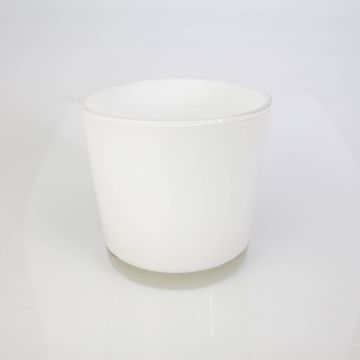 Cache-pot / Vase ALENA en verre, blanc, 16cm, Ø17cm