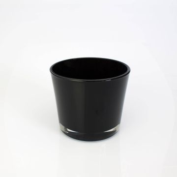 Bougeoir / Pot a orchidée ALENA en verre, noir, 12,5cm, Ø14,5cm