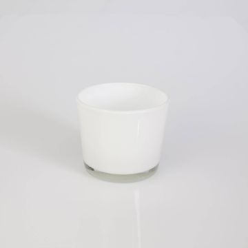 Photophore / Mini vase ALENA en verre, blanc, 8,5cm, Ø10cm