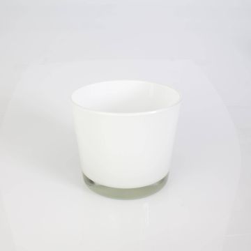Bougeoir / Pot a orchidée ALENA en verre, blanc, 12,5cm, Ø14,5cm