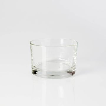 Petit Photophore rond / porte bougie TAMIO, en verre transparent, 5,5cm, Ø8,5cm