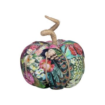 Citrouille décorative AKUNA en coton, faite main, motif paon, multicolore, Ø 13 cm