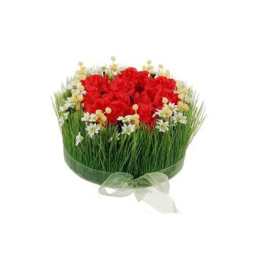 Composition florale artificielle: roses et herbe HAULANI, rouge-blanc, 12cm, Ø20cm Composition florale artificielle: roses et herbe HAULANI, rouge-blanc, 12cm, Ø20cm