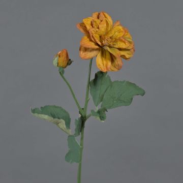 Branche fleurie artificielle Dahlia GINGER, collection écologique, orange-jaune, 60cm, Ø10cm