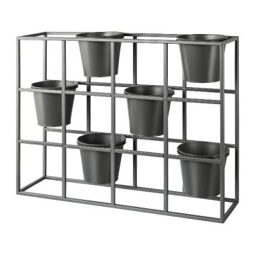 Séparateur d'espace pour des plantes en métal UTOPIA avec 6 pots à plantes, gris, 84x22x73cm