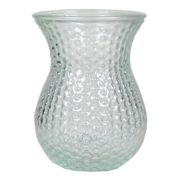 Vase décoratif en verre LAUMA à motifs, transparent, 19cm, Ø14cm