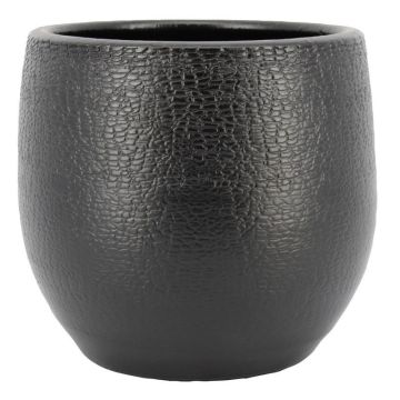 Pot décoratif en céramique DEIRA avec veinures, noir mat, 31cm, Ø34cm