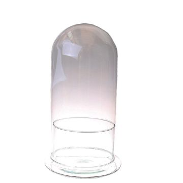 Cloche en verre FRANKHILDE avec soucoupe, recyclée, transparente, 32 cm, Ø 17,5 cm Cloche en verre FRANKHILDE avec soucoupe, recyclée, transparente, 32 cm, Ø 17,5 cm