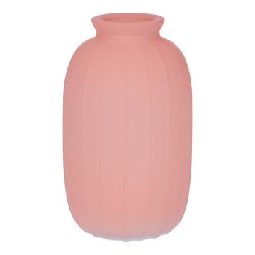 Bouteille en verre SILVINA, rainurée, vieux rose-transparent, 12cm, Ø7cm