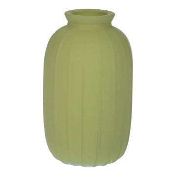 Bouteille SILVINA en verre, rainurée, vert olive mat, 12 cm, Ø 7 cm Bouteille SILVINA en verre, rainurée, vert olive mat, 12 cm, Ø 7 cm